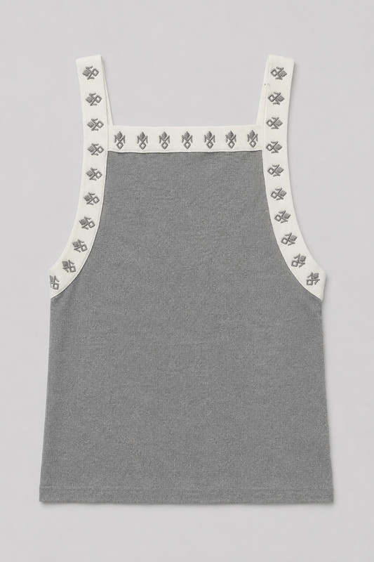 Camiseta de tirantes SQUARE Gris Bordado