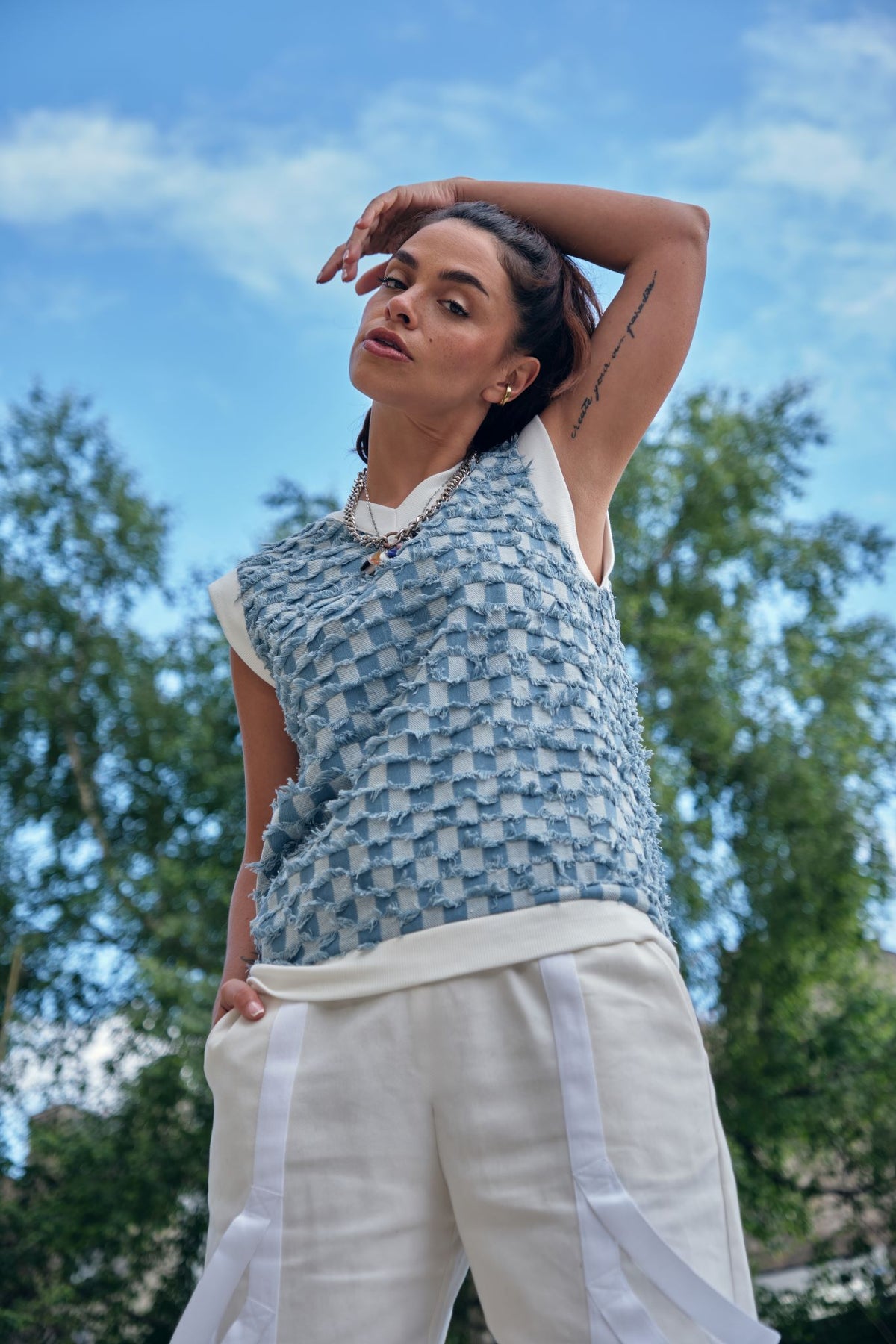 Camiseta sin mangas CHECK Denim Azul